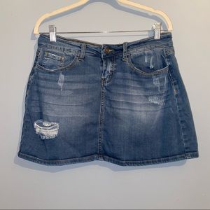Fashion Nova Women’s Denim Skirt Distressed Ripped Denim Skirt Size Small